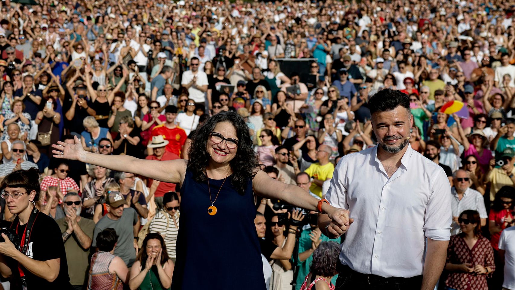 Rufián y Oltra ensayan en Valencia el frente común de la izquierda: "Es nuestra responsabilidad unirnos"