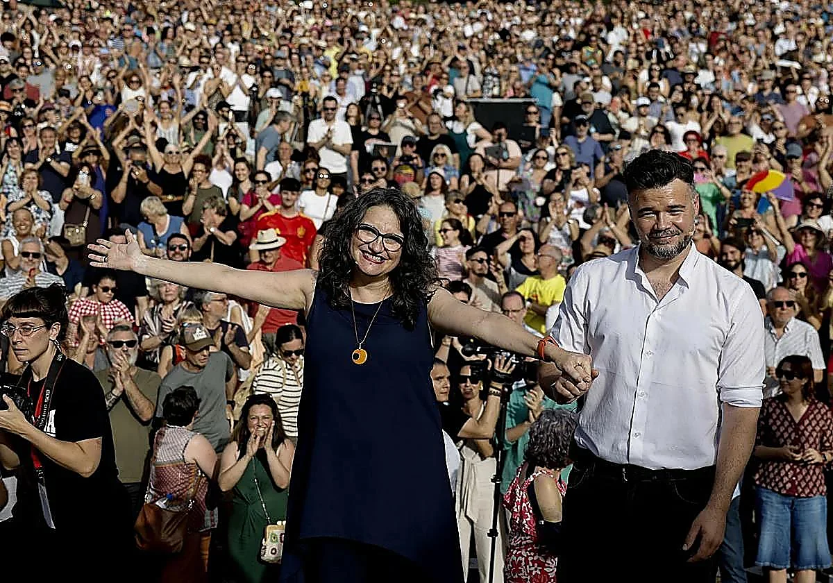 Rufián y Oltra escenifican en Valencia su apuesta por la unidad de las izquierdas «provincia a provincia»