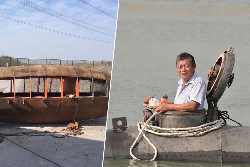 Este agricultor chino de 60 años tiene un hobby inusual: construir submarinos. El último pesa cinco toneladas y funciona