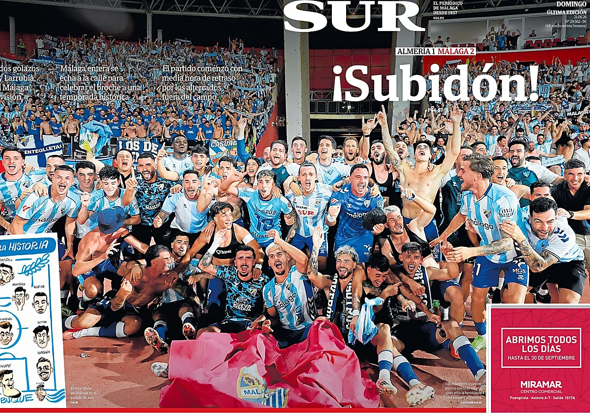 Un partido para enmarcar: descarga la portada del ascenso del Málaga a Primera