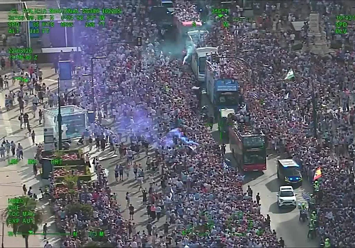 Malaga CF celebrations as seen from the air