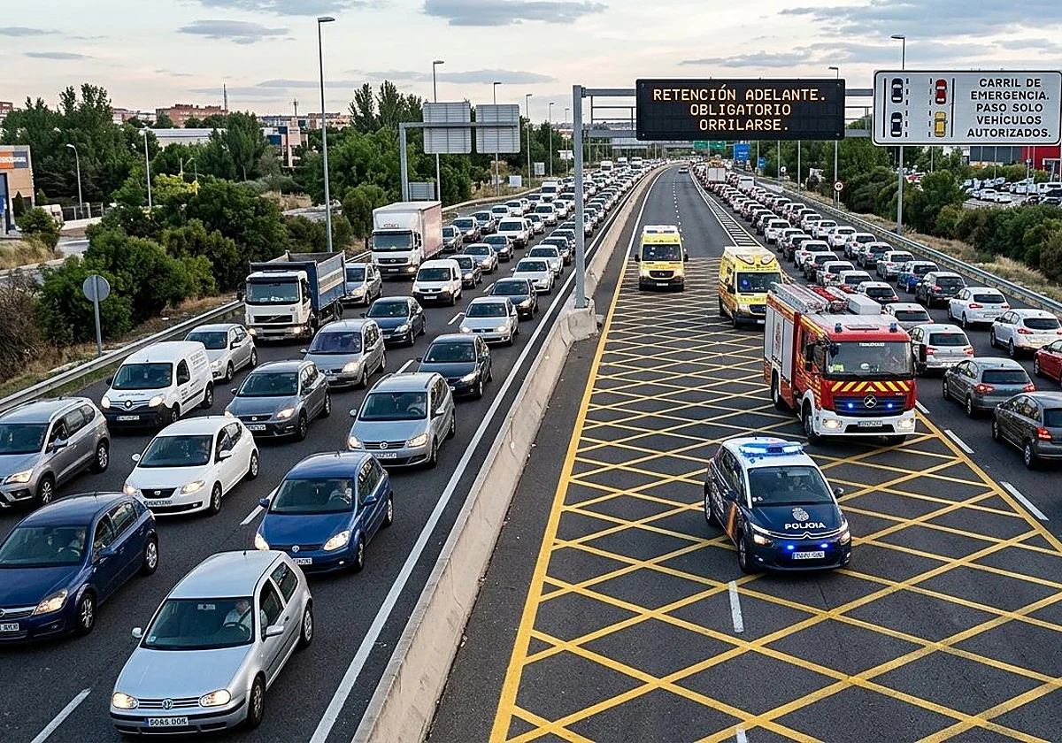 La DGT introduce el carril de emergencia en caso de atasco en su nuevo paquete de reformas