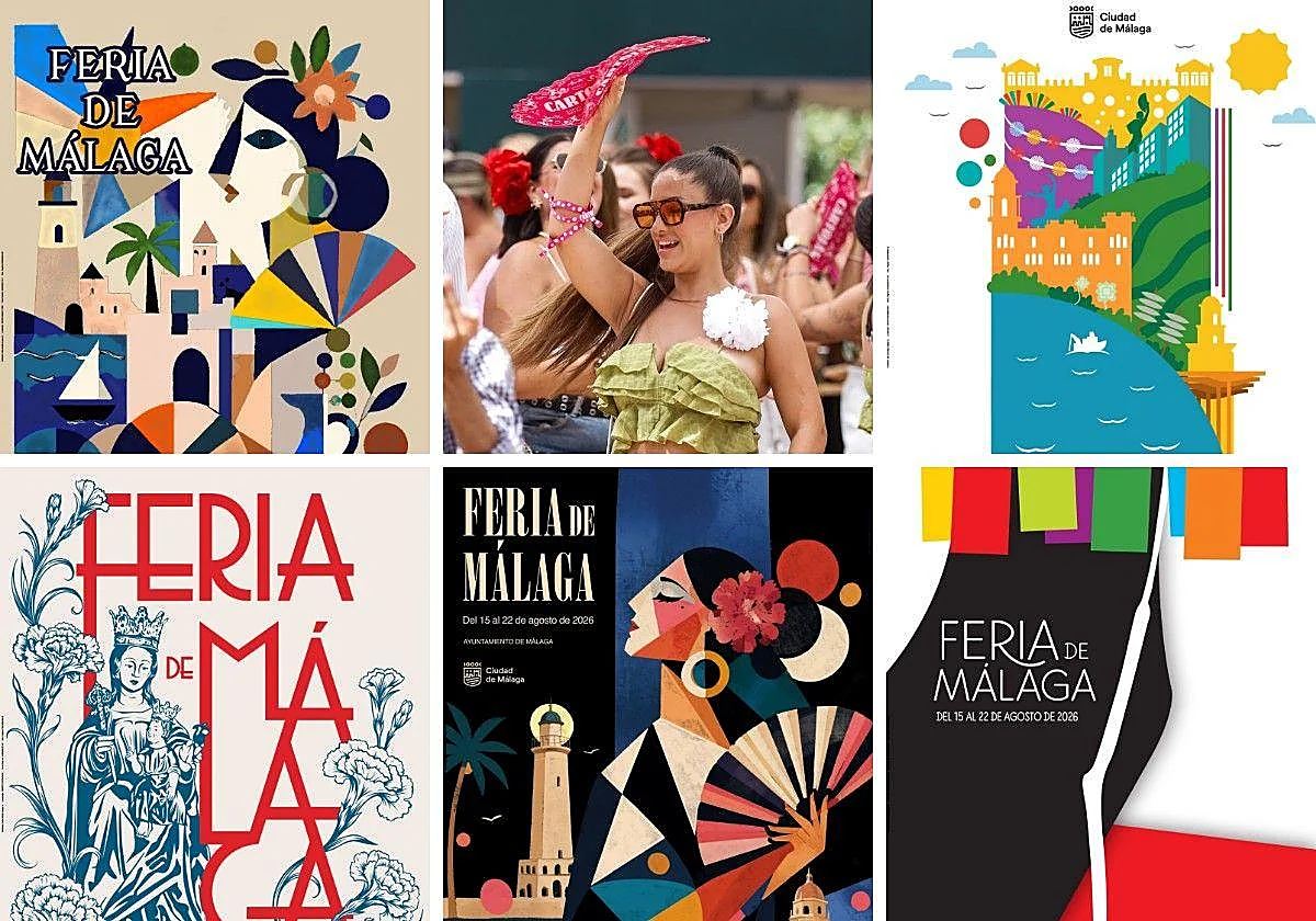 Estos son los cinco carteles finalistas de la Feria de Málaga 2026: ya puedes votar por tu favorito
