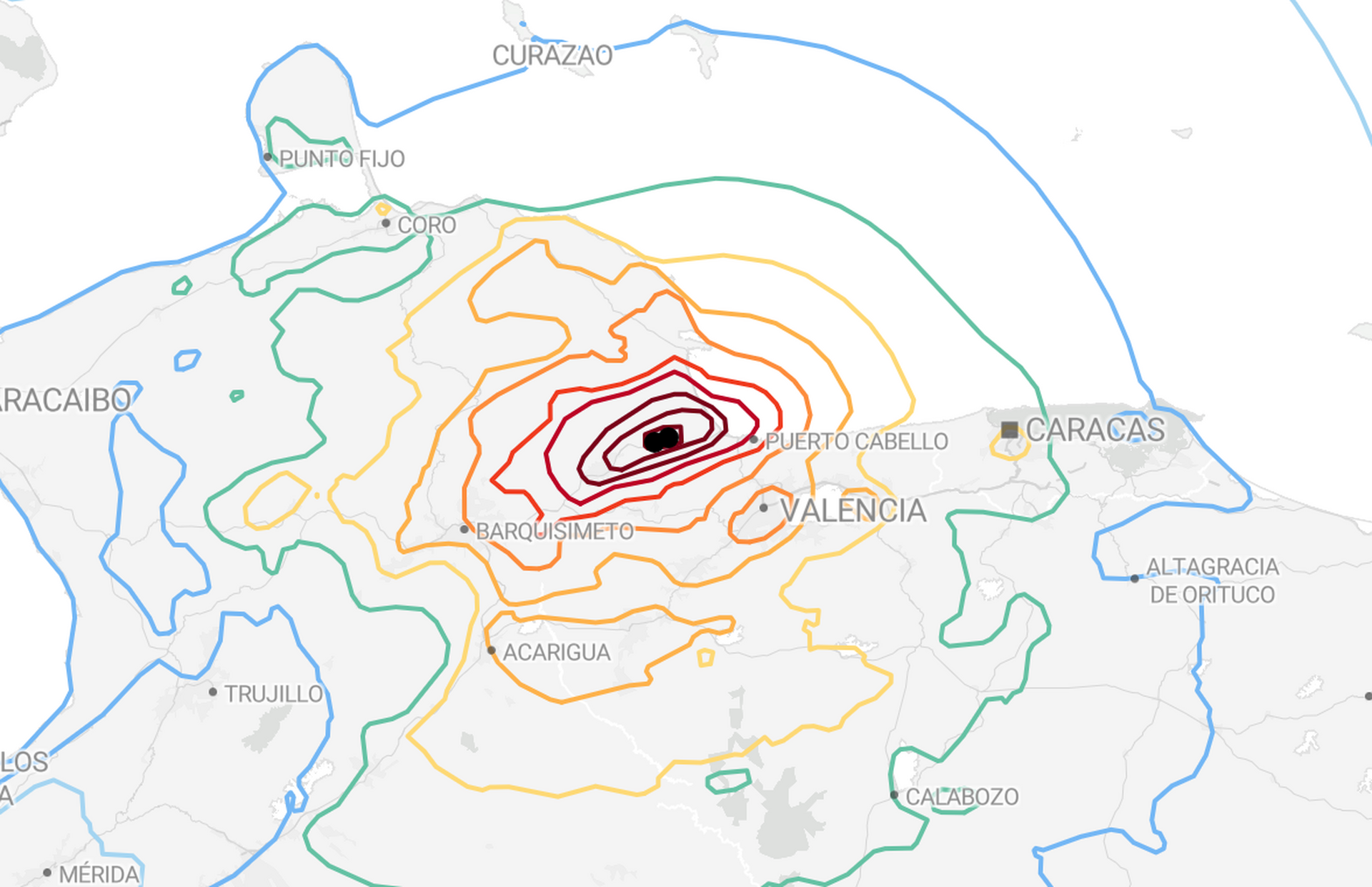 Mapas y gráficos del terremoto en Venezuela
