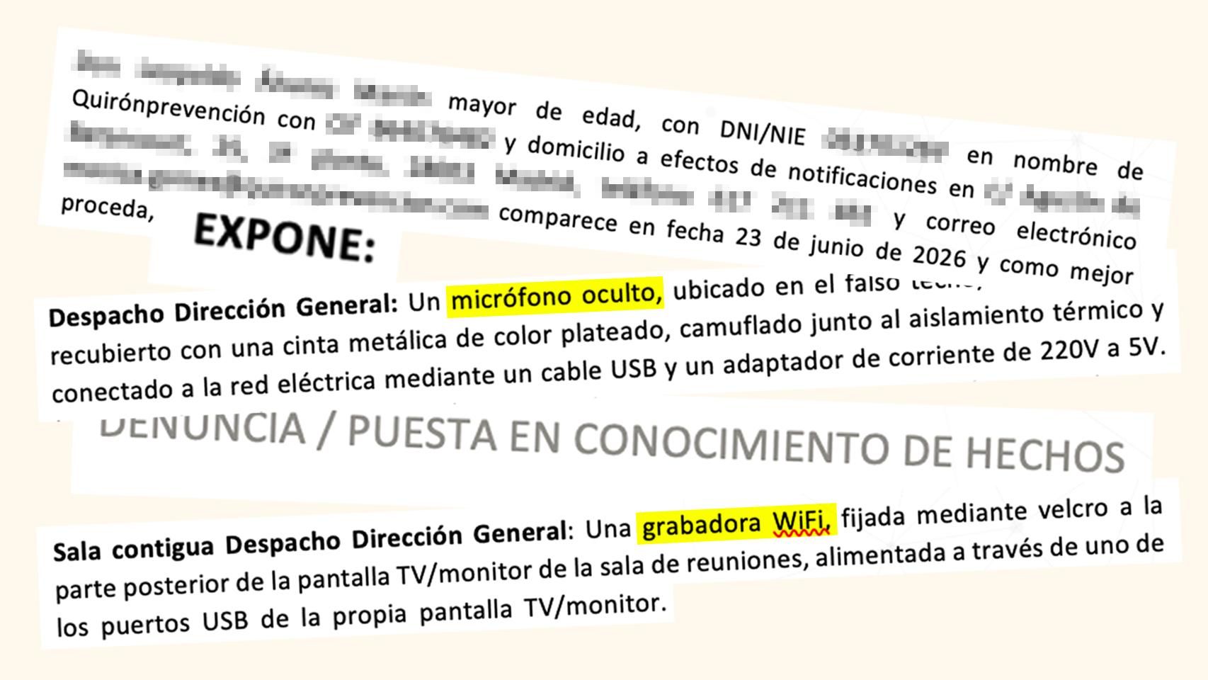 QuironPrevención denuncia la aparición de micrófonos en los despachos de la dirección para la que trabaja González Amador