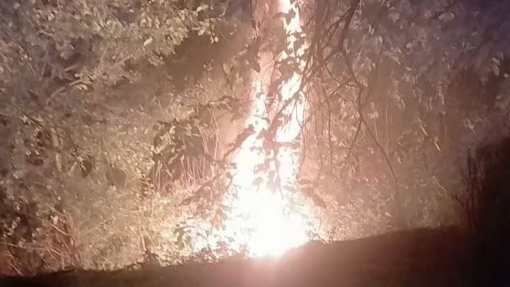 Un fallo en el lanzamiento de los fuegos artificiales provoca un incendio en Olivares con la zona llena de público