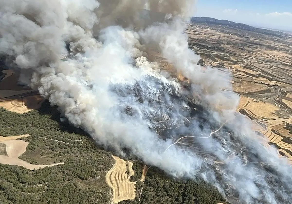 Un incendio forestal en Zaragoza alcanza casi 500 hectáreas
