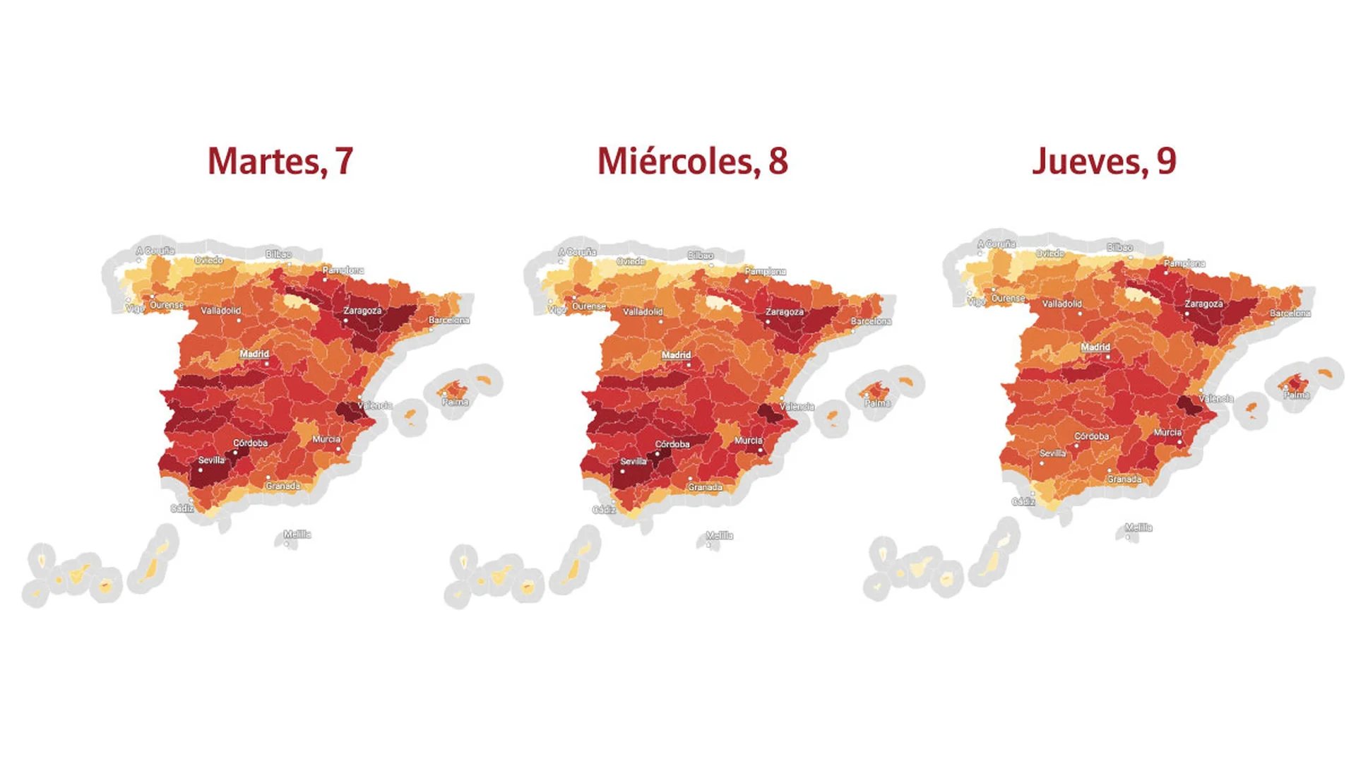 Un cuarto de España al rojo vivo: consulta si estás en riesgo por las altas temperaturas