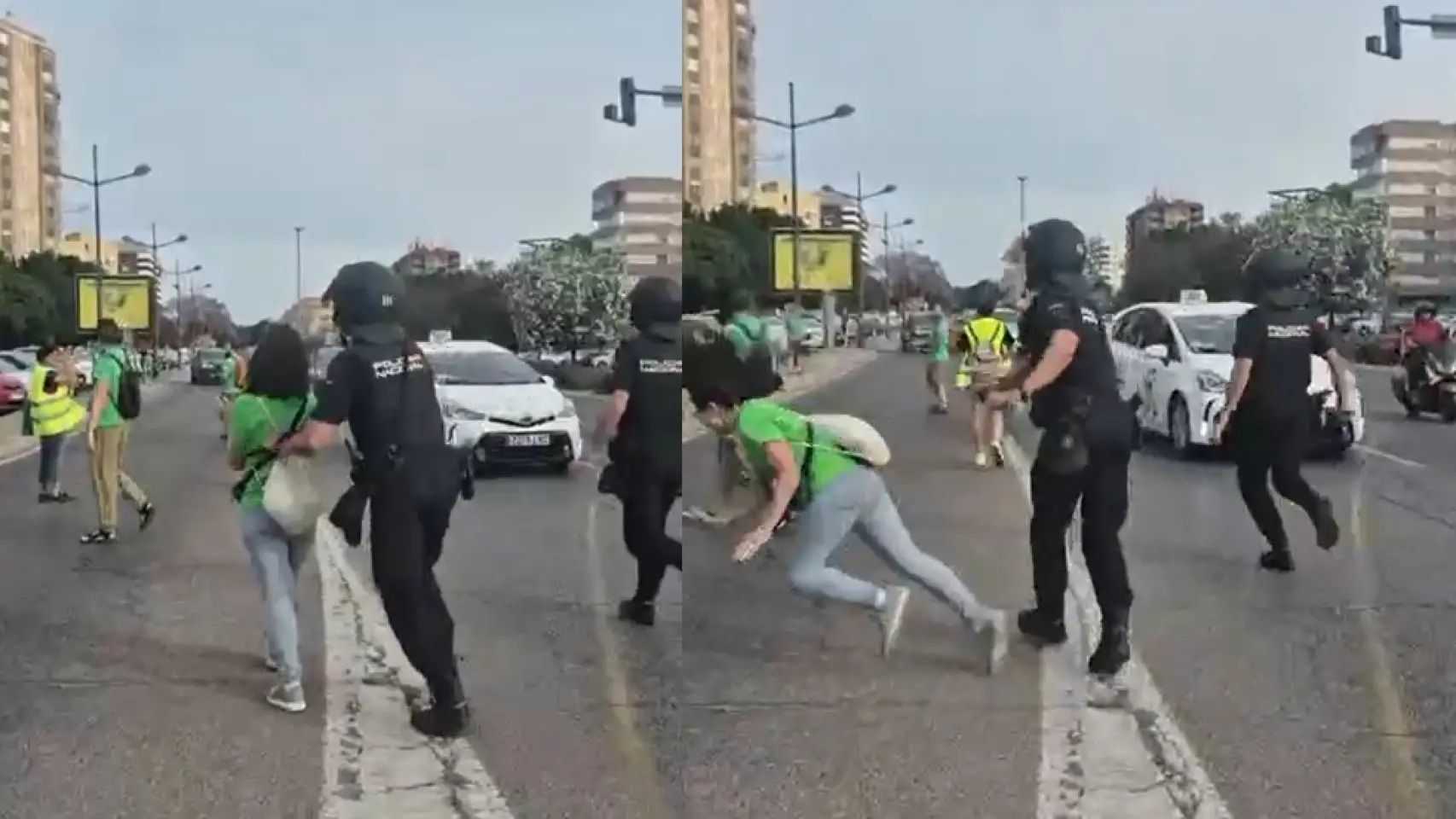 El policía denunciado por empujar a una profesora durante la huelga educativa declarará como investigado