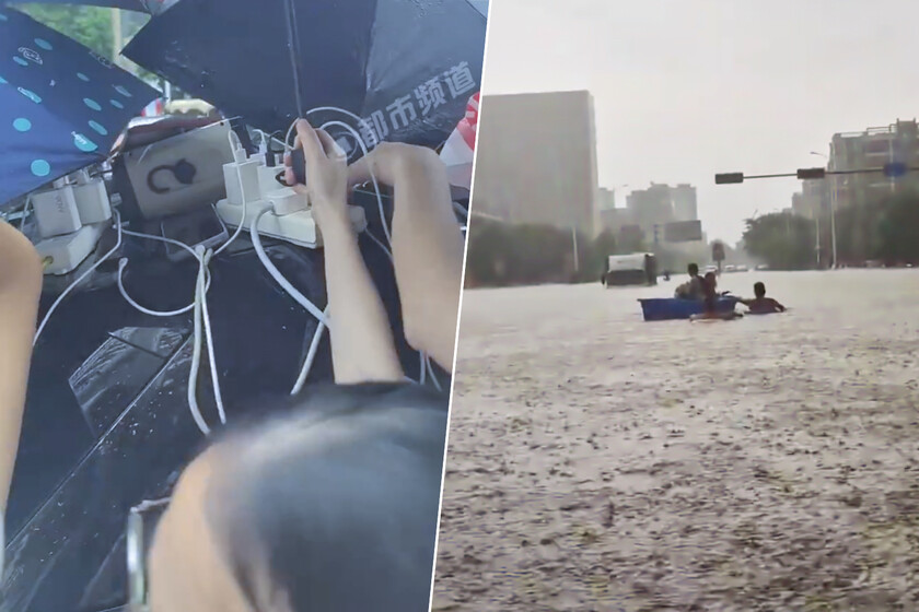 China acaba de encontrar una enorme tabla de salvación en mitad de sus inundaciones: coches eléctricos que son baterías móviles