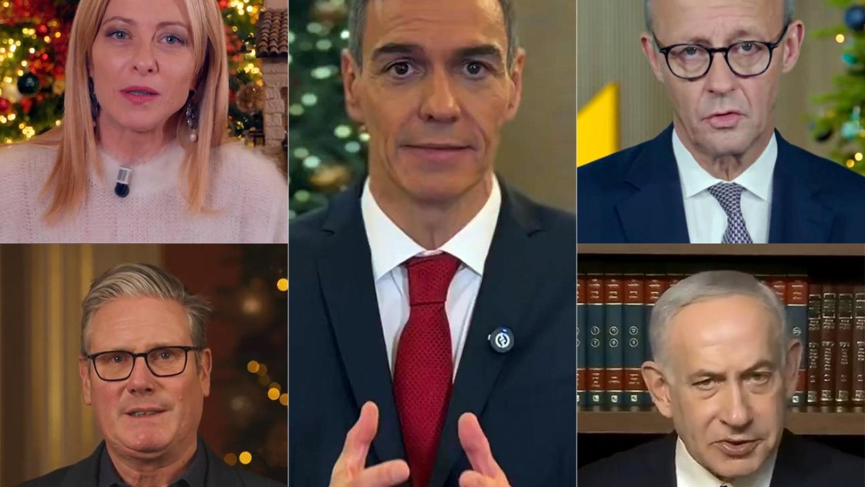 Meloni, Starmer, Merz y hasta Netanyahu celebran "los valores cristianos en Navidad" mientras Sánchez felicita "las fiestas"