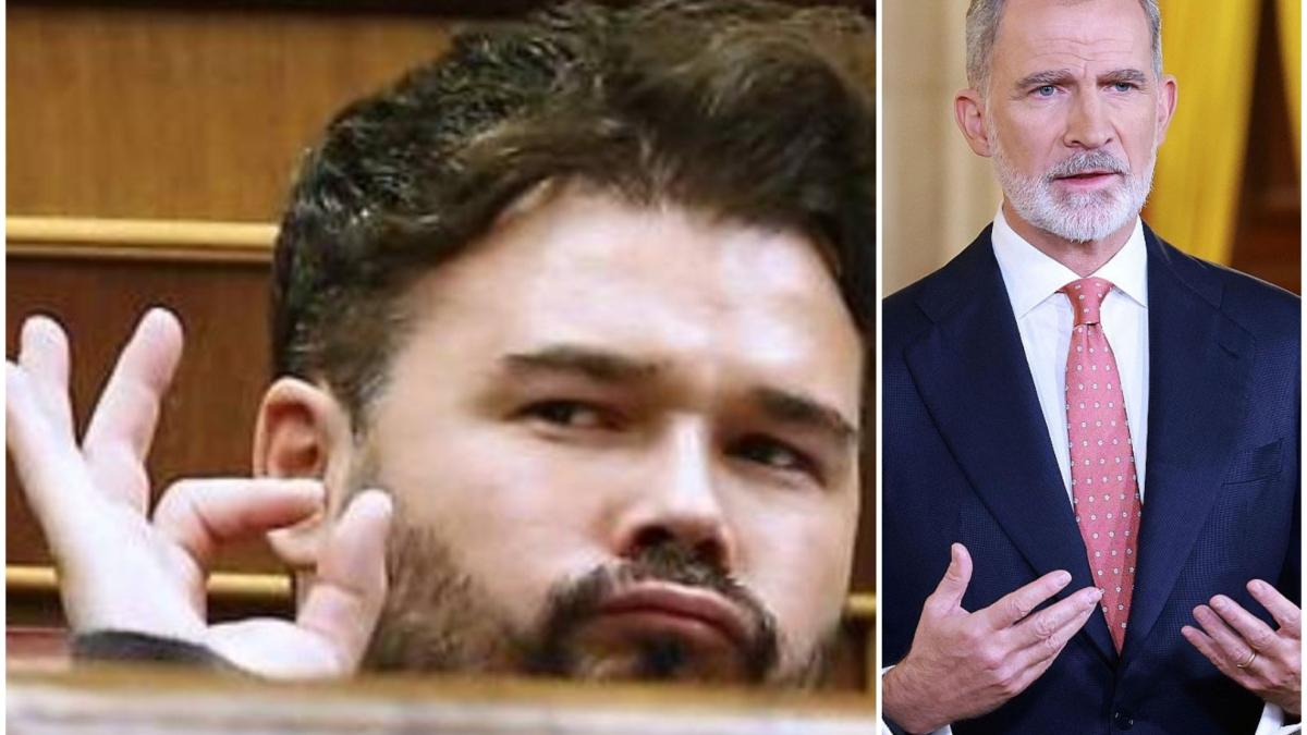 Rufián no tarda en reaccionar con ironía al discurso del rey Felipe VI: una imagen y su "... El acceso a la vivienda es un problema..."