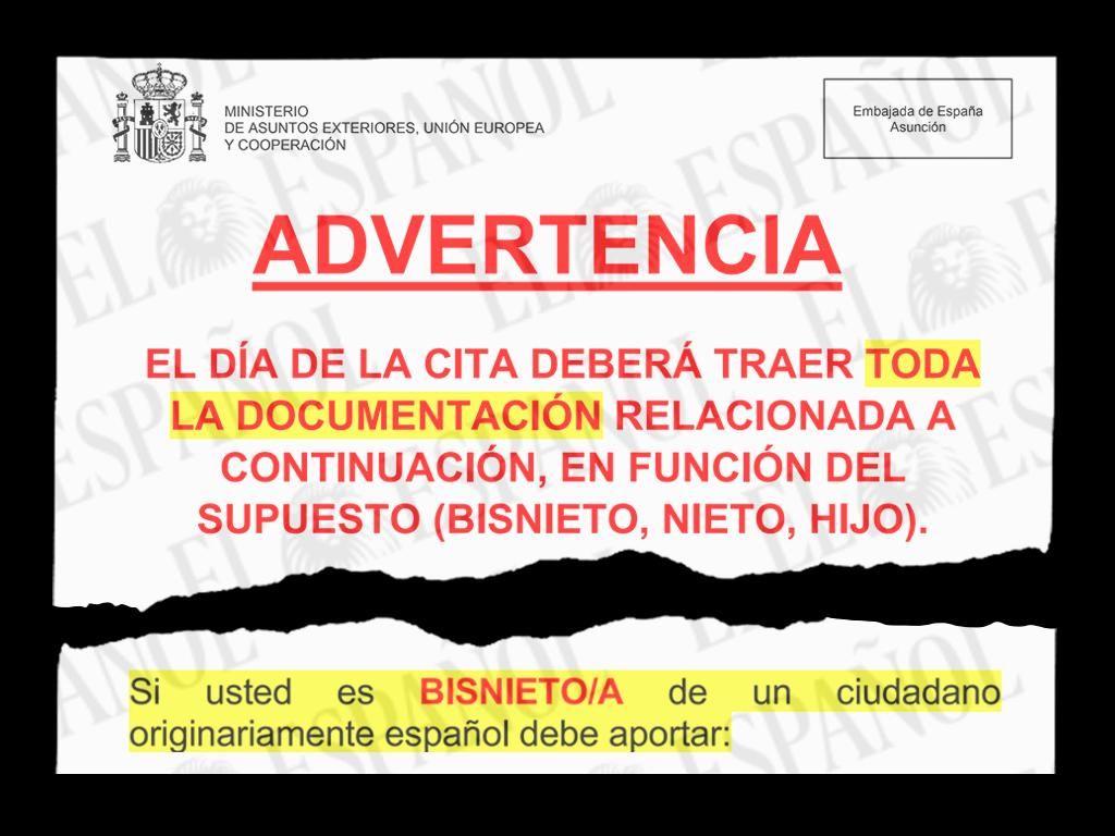 Albares echa el resto en la ley de nietos: la Embajada en Paraguay nacionaliza bisnietos y el cónsul de Caracas anima a tataranietos