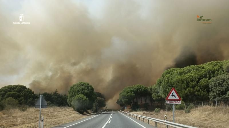La Comunidad de Madrid confina Villa del Prado y evacúa El Encinar por un incendio en Almorox (Toledo)