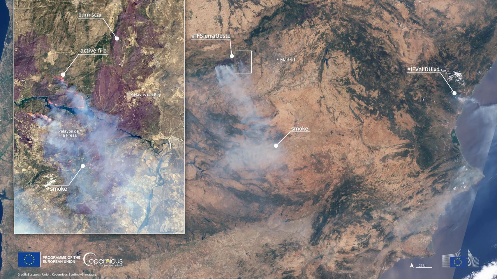 El incendio más grande de la Historia de España desde el cielo: las casi 80.000 hectáreas quemadas a vista de pájaro