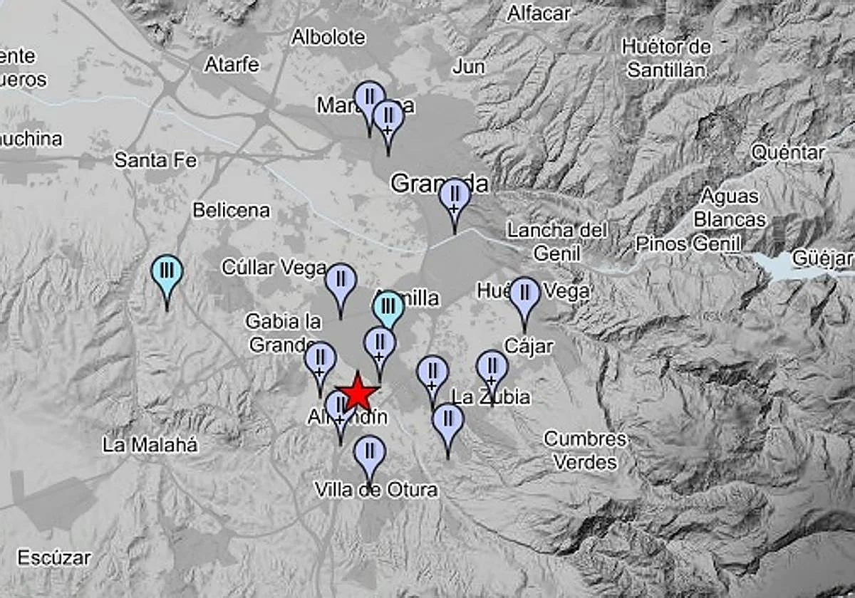 Un terremoto de 2.8 se deja sentir este mediodía en Granada capital y el Cinturón
