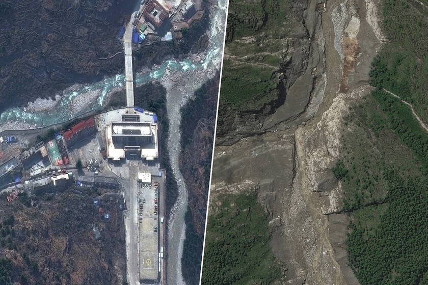 Así borró un glaciar en solo 7 minutos la frontera entre Nepal y China: el antes y el después, visto por satélite