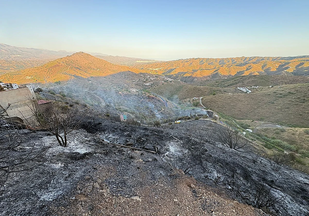 El incendio de El Borge se queda a unos metros del refugio animal La Burrita Baldomera y de tres casas