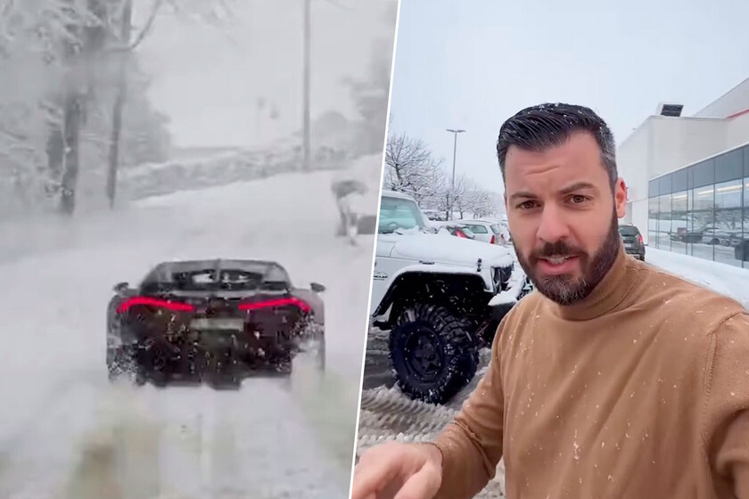 Mate Rimac saca el primer Bugatti Tourbillon a la carretera: le ha montado neumáticos de invierno para usarlo como quitanieves