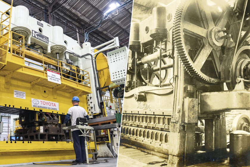 Toyota compró una prensa Komatsu de 700 toneladas cuando Toyota ni existía. Con 90 años y 13.000 kilómetros recorridos ha vuelto a ponerse en marcha