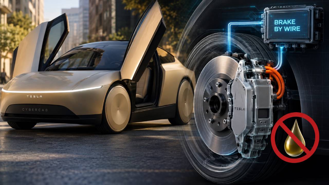 El Tesla Cybercab frena sin pedal, líquido ni conductos: así funciona su sistema brake-by-wire
