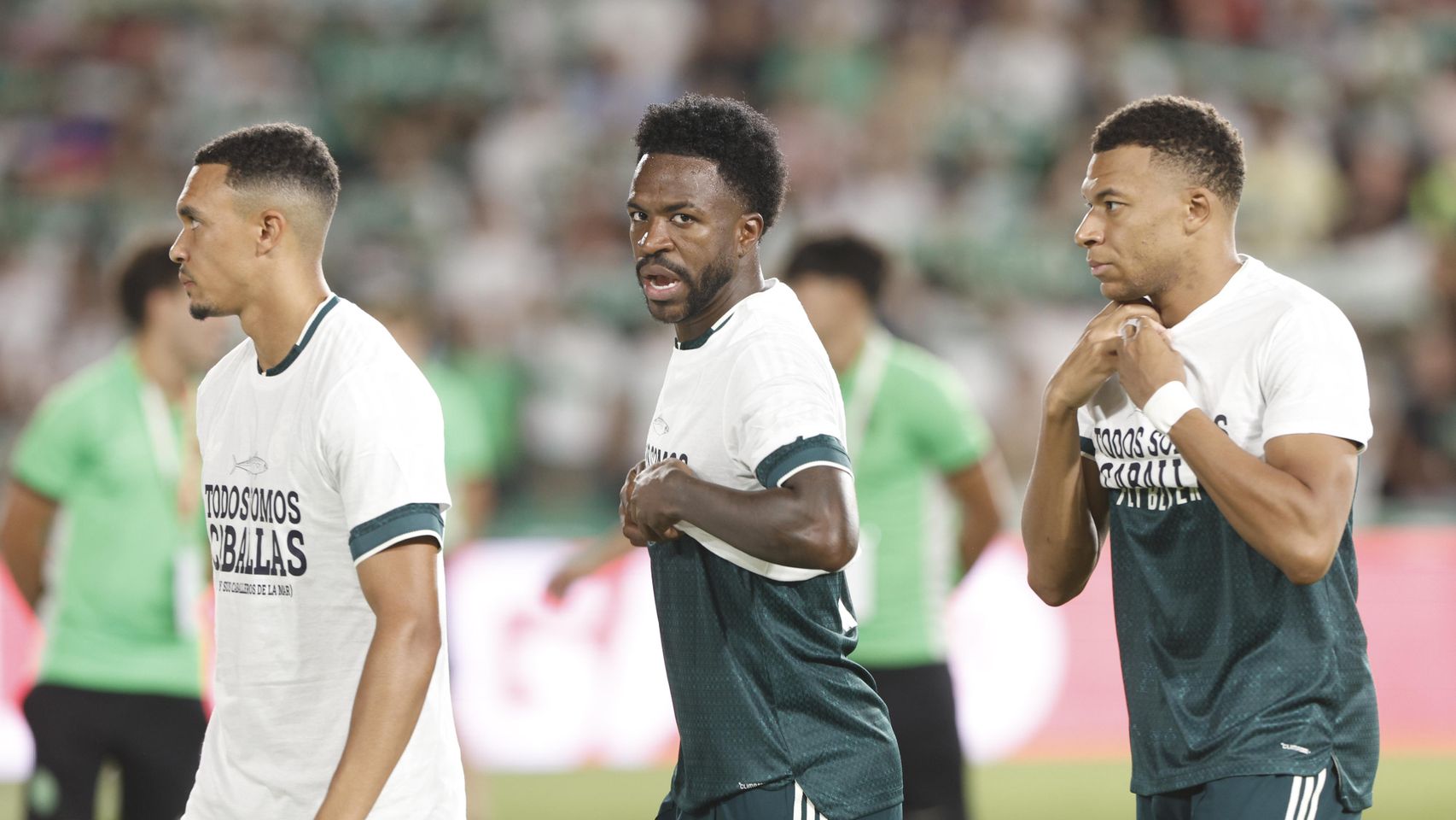 Kylian Mbappé, Vinicius y Konaté no lucieron el mensaje de apoyo a Ceuta antes del partido contra el Elche