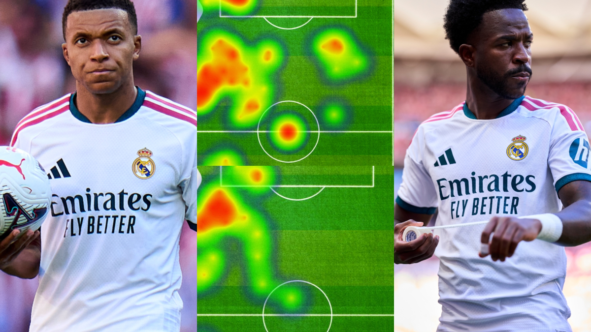 Un problema interminable: el mapa de calor de Vinicius y Mbappé en el derbi que preocupa al madridismo