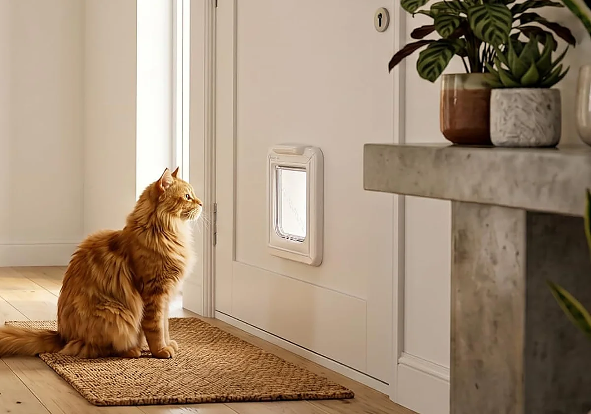 Deja que tu gato entre o salga sin riesgo con estas gateras con microchip para mascotas