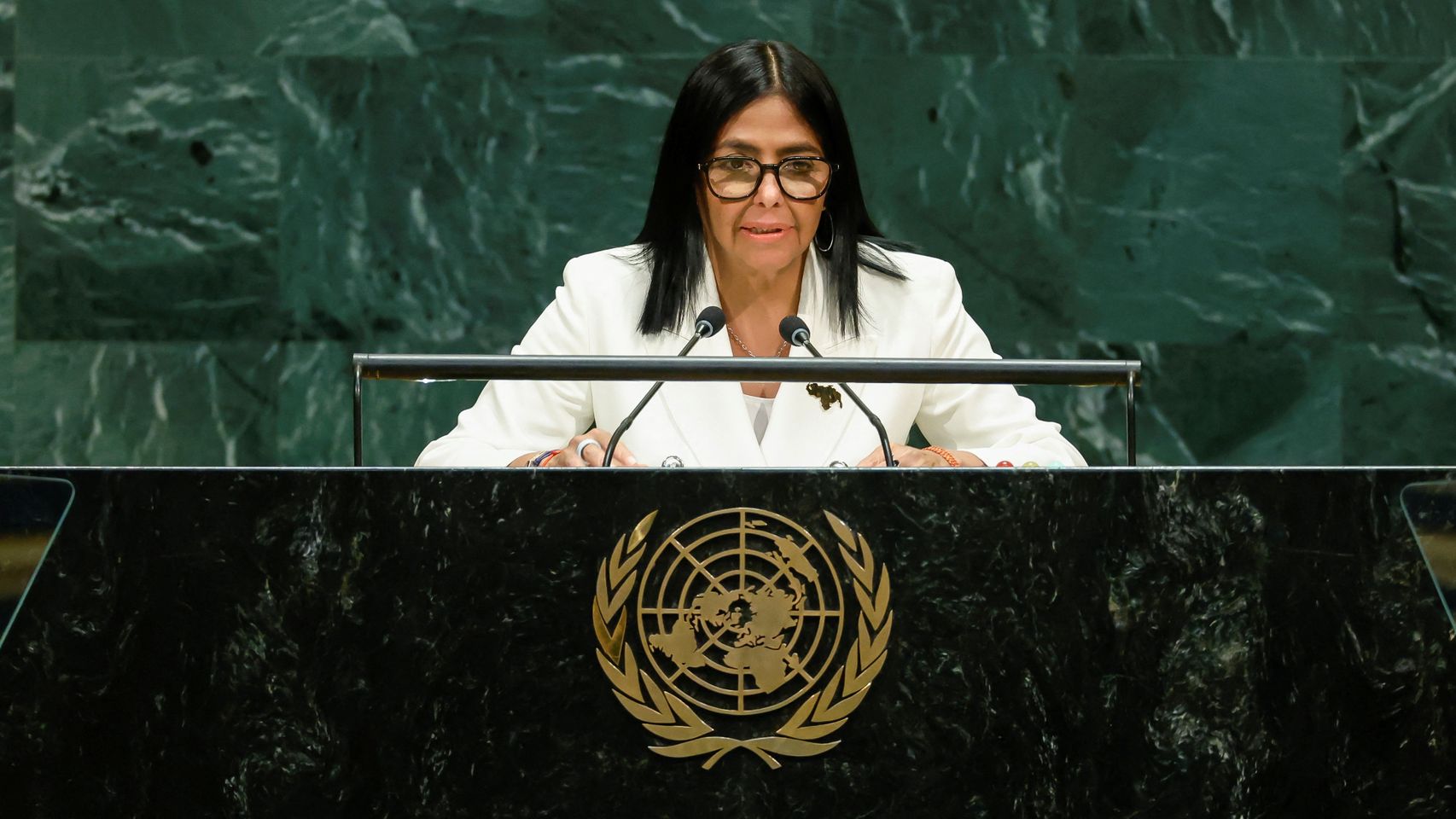 Delcy Rodríguez ratifica en la ONU su rendición ante Trump y promete elecciones "en igualdad para todos" en Venezuela
