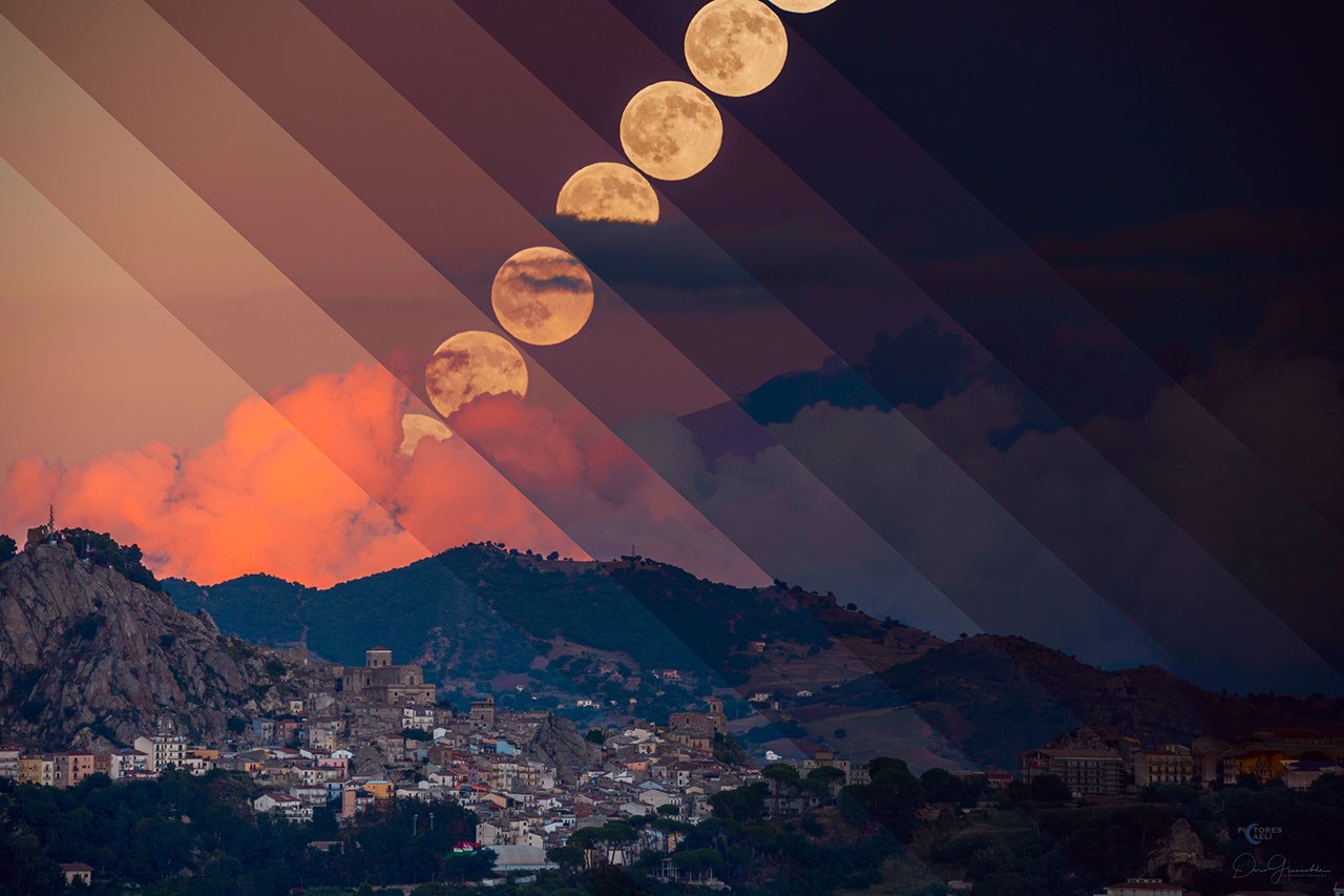 APOD: 2026 October 1 – Harvest Moon with Erupting Mount Etna