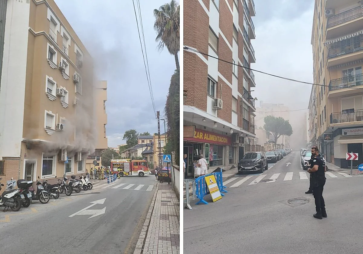 Sobresalto por un incendio con una densa humareda en un gimnasio de Conde Ureña