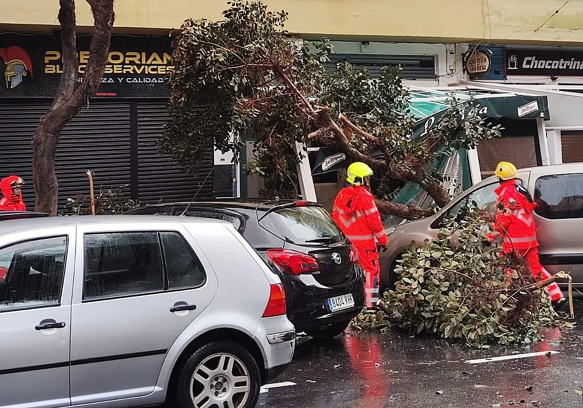Pérdida de arena y daños en el alumbrado por las lluvias en Torremolinos
