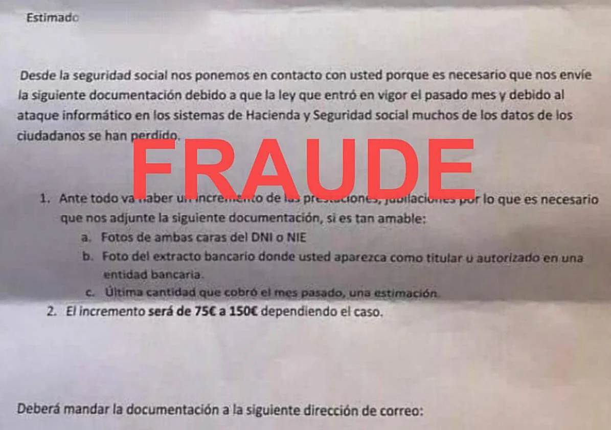 ¿Has recibido esta carta para subirte la pensión 150 euros? Ojo, no piques: es un fraude
