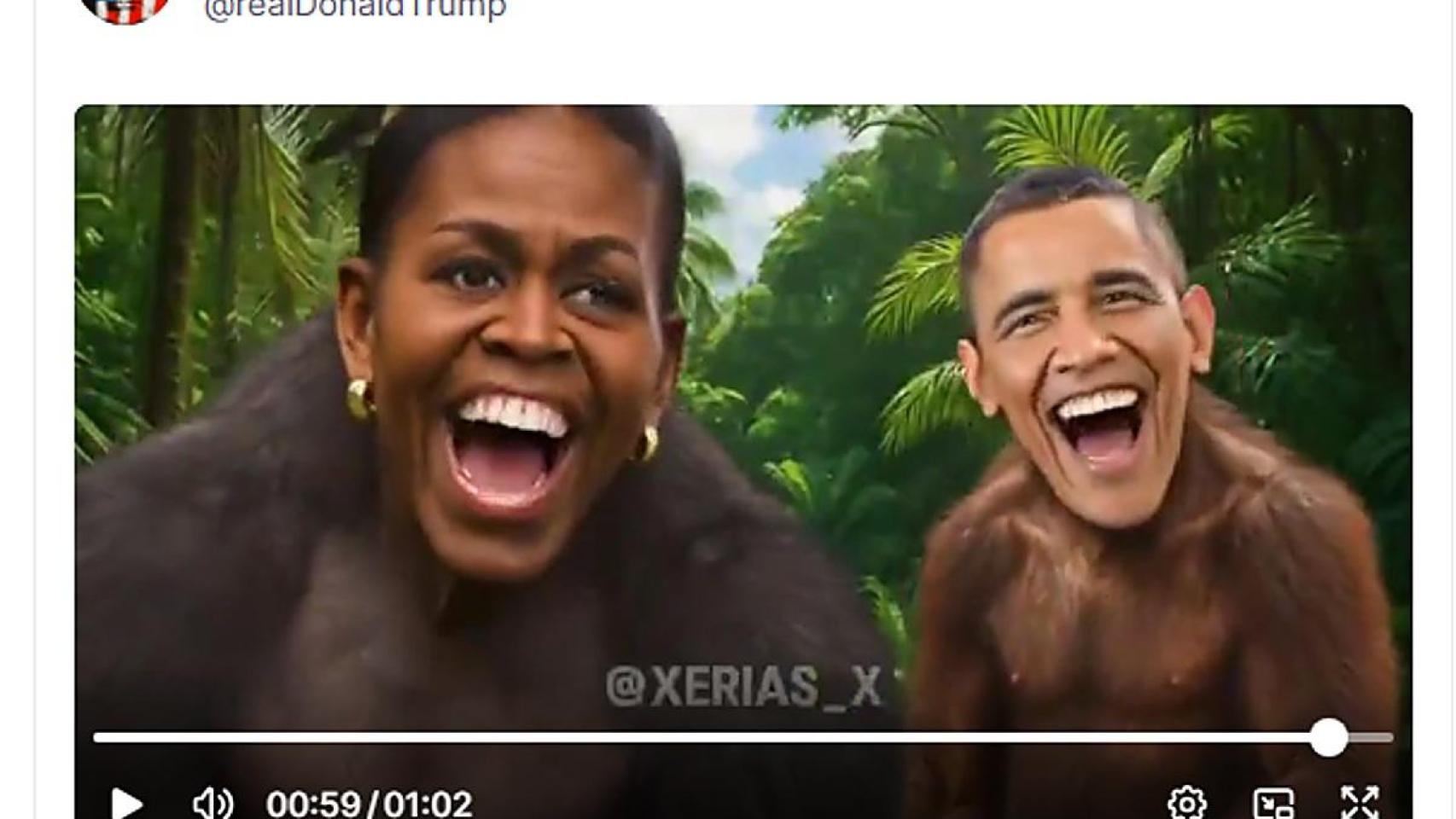 "Es lo más racista que he visto en esta Casa Blanca": Trump borra un vídeo que comparó a los Obama con monos
