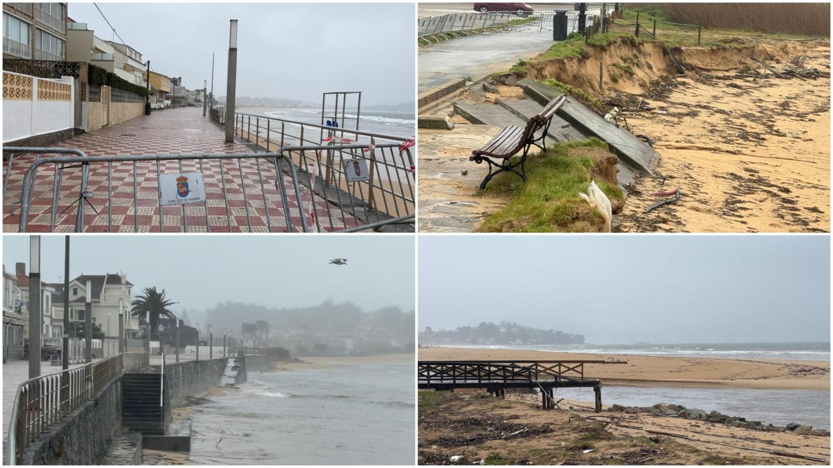 Así han sido los destrozos en Nigrán (Pontevedra) tras el paso de las borrascas: "El mar busca su sitio"
