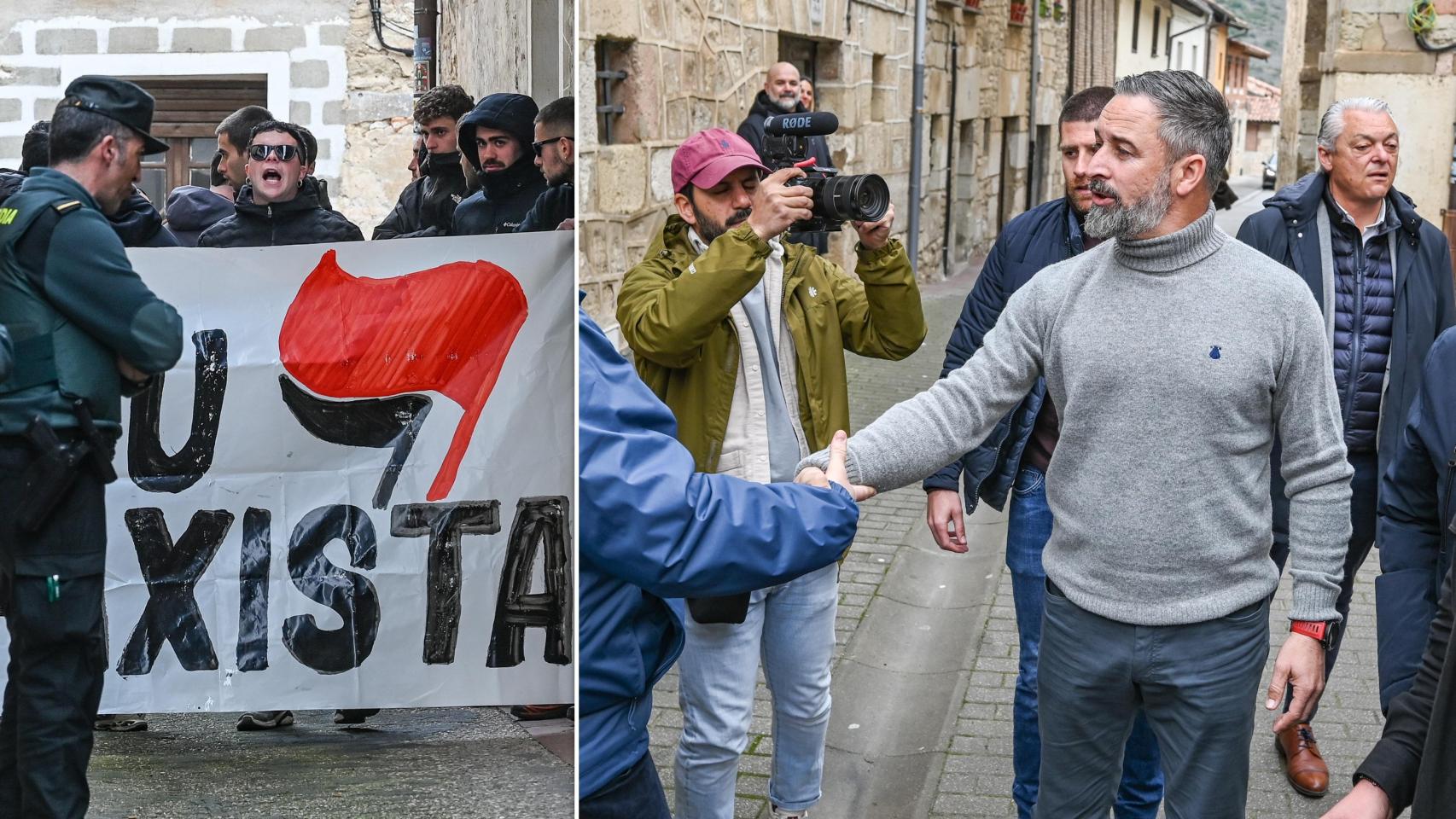 Abascal busca votos en Treviño desafiando una manifestación de antifascistas abertzales: "Quieren colonizar pueblos"