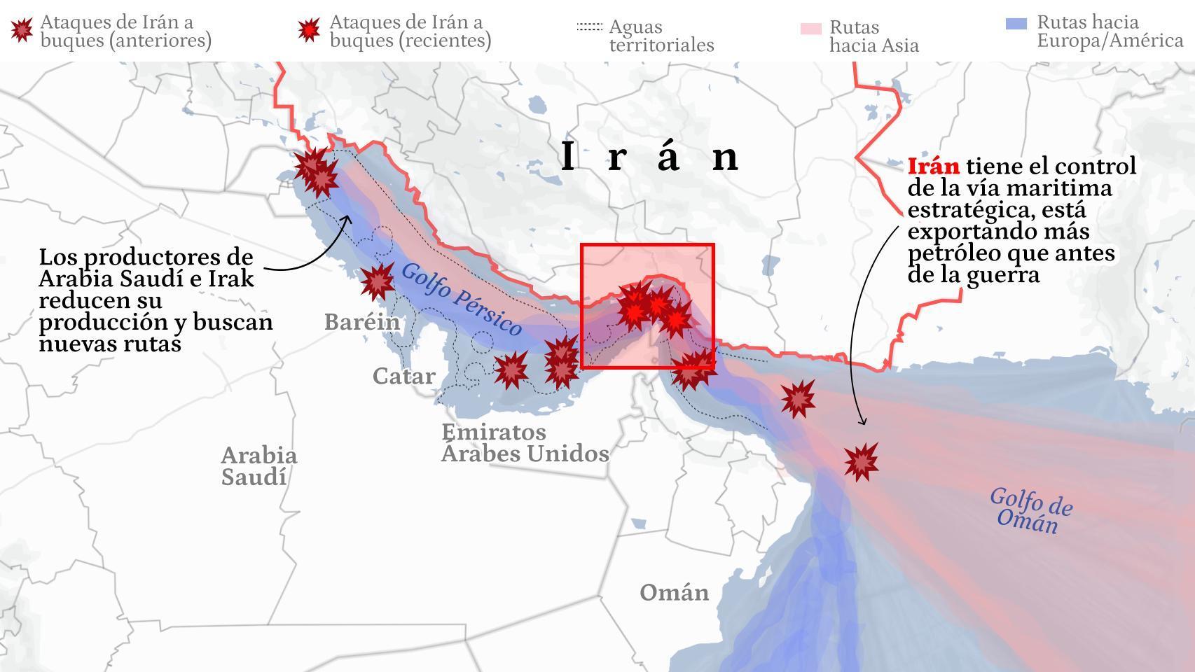Irán exporta 12 millones de barriles en cinco días en 'barcos fantasma' chinos mientras ataca a otros barcos en Ormuz