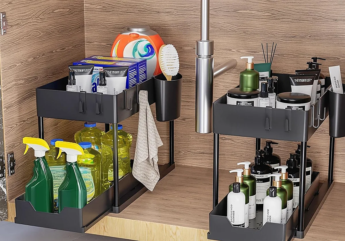 Despídete del caos bajo el fregadero con el estante organizador bajo fregadero Puricon