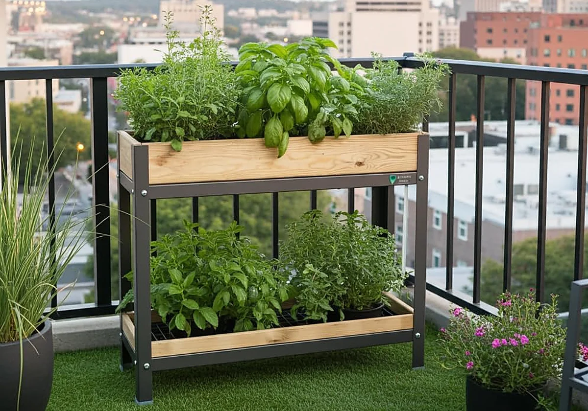 Monta tu huerto urbano en casa con esta práctica jardinera elevada para balcones
