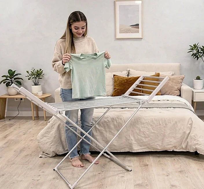 Seca tu ropa en tiempo récord con este tendedero eléctrico plegable de Briebe