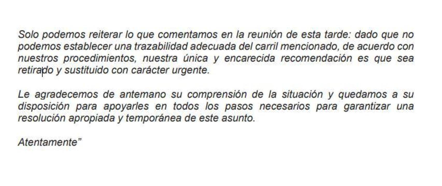 ArcelorMittal pidió a Adif de forma "encarecida" sustituir un tramo de vía cerca de Adamuz al no garantizarse su trazabilidad