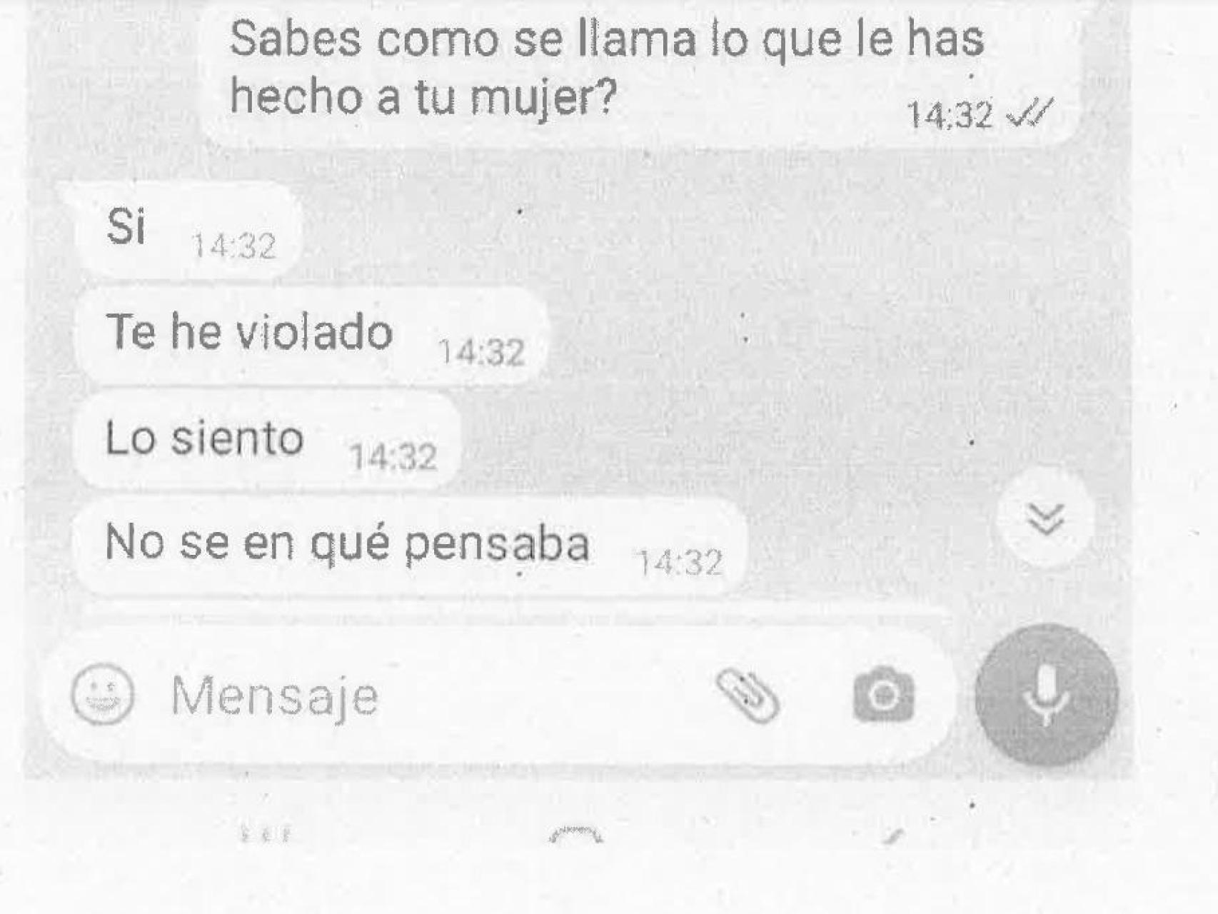 Wilmer se enfrenta a 10 años de cárcel al confesar a su esposa por WhatsApp que la violó: "Te he violado, no sé en qué pensé"