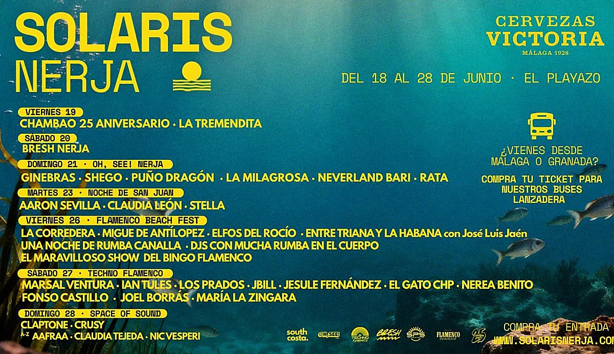 Solaris Nerja 2026 llega a El Playazo con diez días de conciertos y Claptone como gran cierre