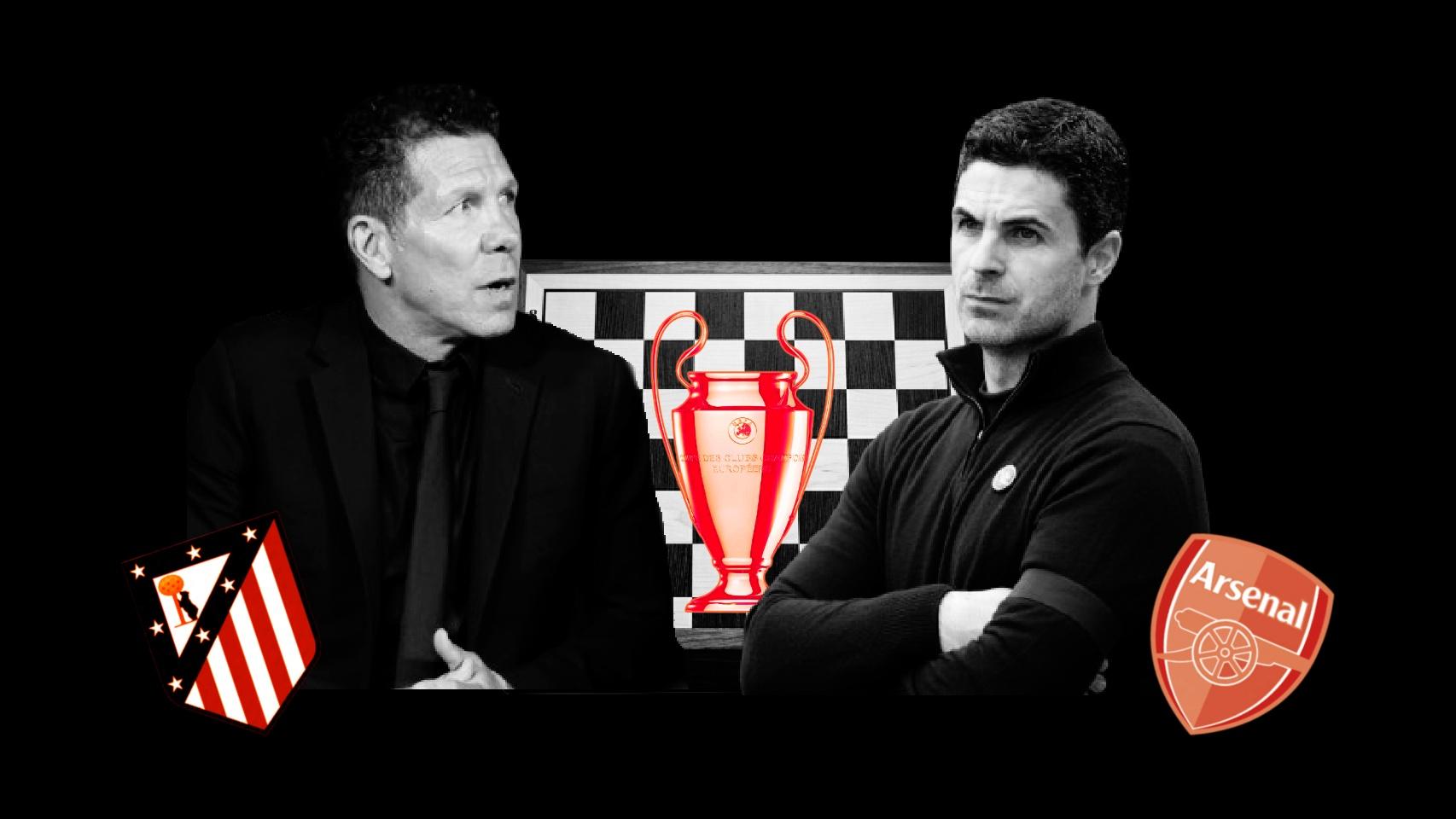 El tablero táctico de Simeone y Arteta en la Champions: Atleti - Arsenal, estilos opuestos en un momento de dudas compartido