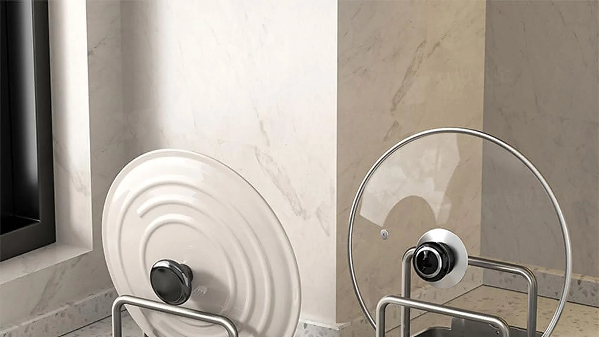 Toma nota de estos prácticos soportes para tapas de ollas y sartenes que no sabías que necesitabas