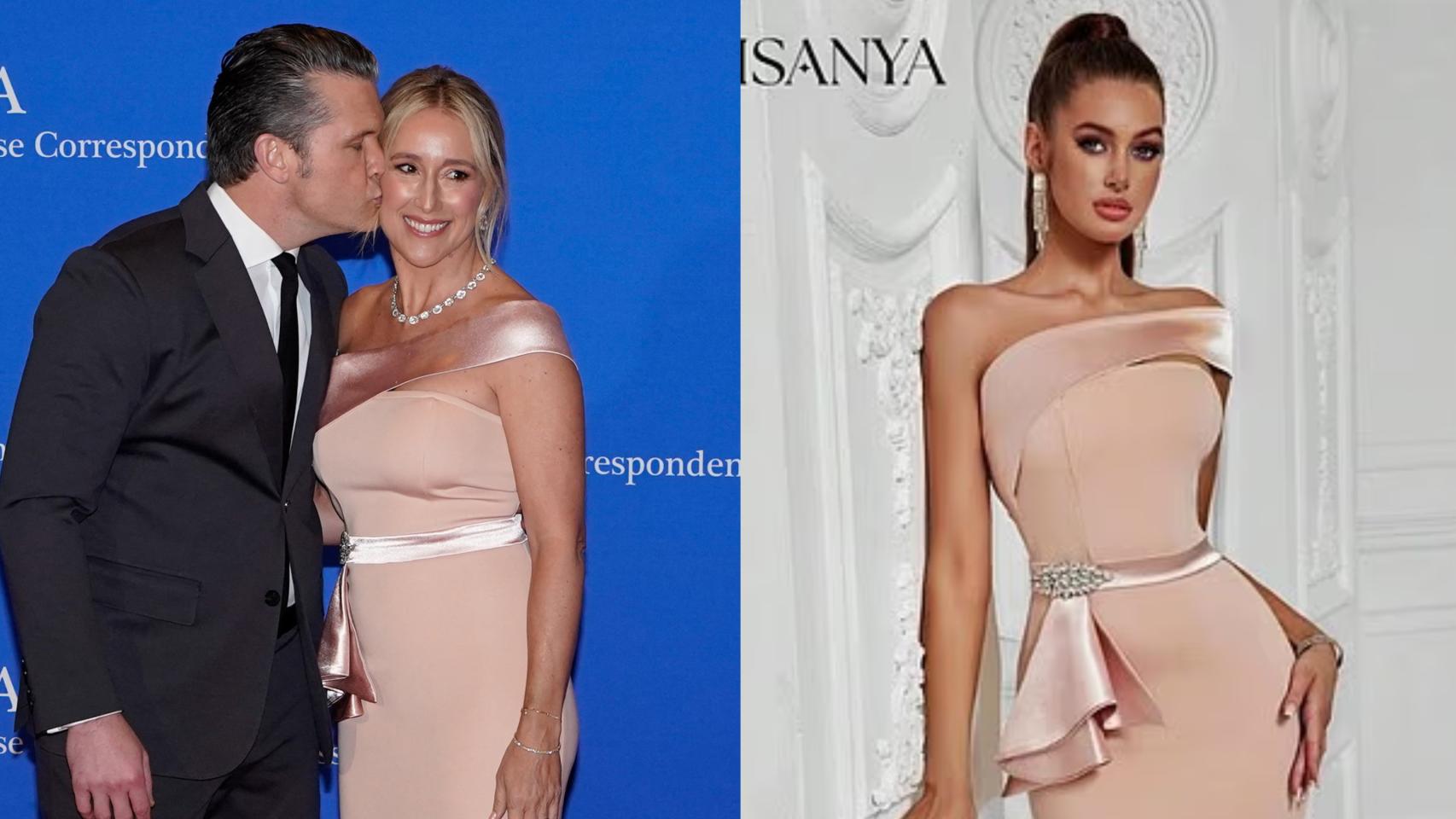 Controversia por el vestido de la esposa de Hegseth en la cena de corresponsales: ¿llevó una prenda de 42 dólares de Temu?