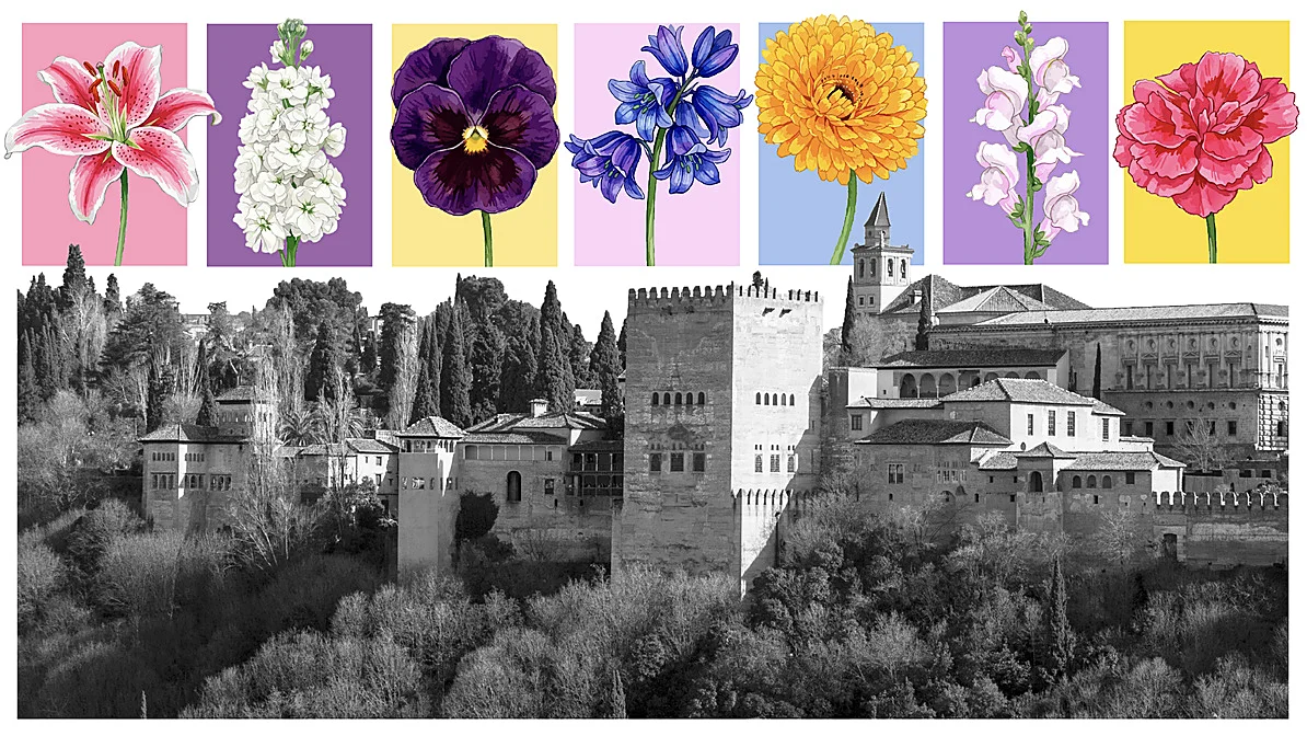 La Alhambra, un lienzo con cinco hectáreas en flor