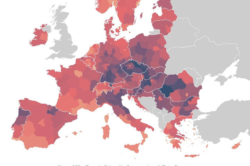 La gran desindustrialización de Europa, en un mapa que parte el continente en dos
