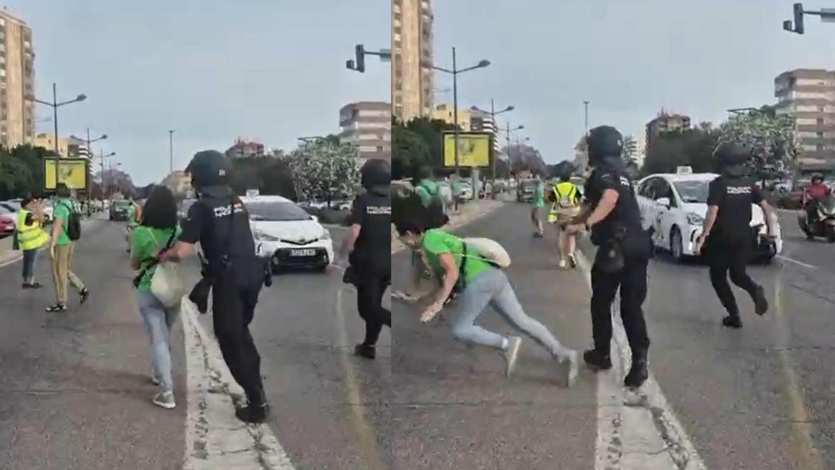 La Delegación del Gobierno investiga a un policía por empujar a una profesora en las protestas docentes en Valencia
