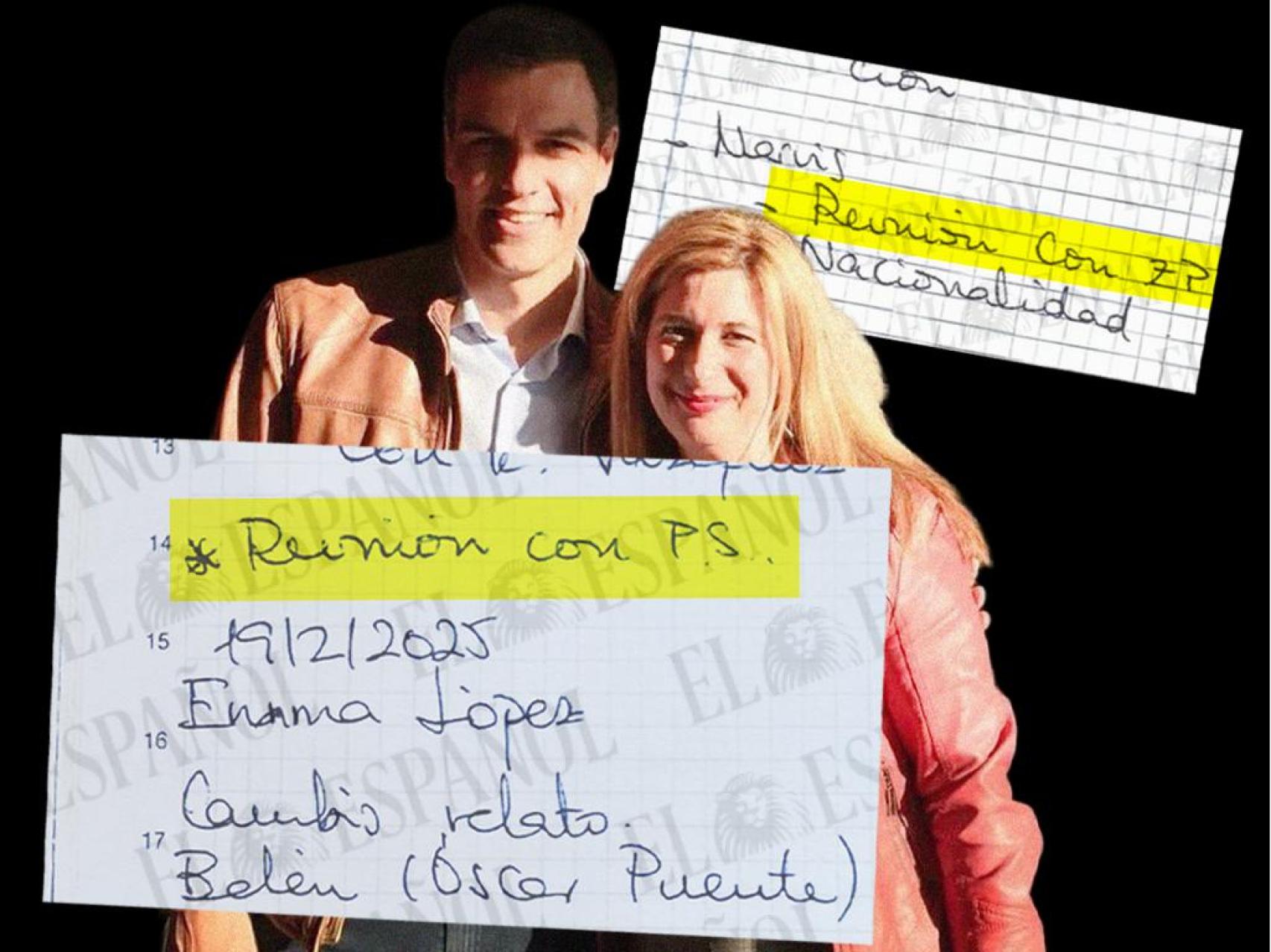Las notas de Leire Díez "reunión con P. S." y "reunión con ZP" refuerzan la teoría de que tenía acceso a Sánchez y Zapatero